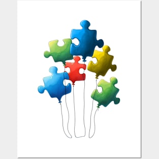 Puzzle piece Autism Awareness Gift for Birthday, Mother's Day, Thanksgiving, Christmas Posters and Art